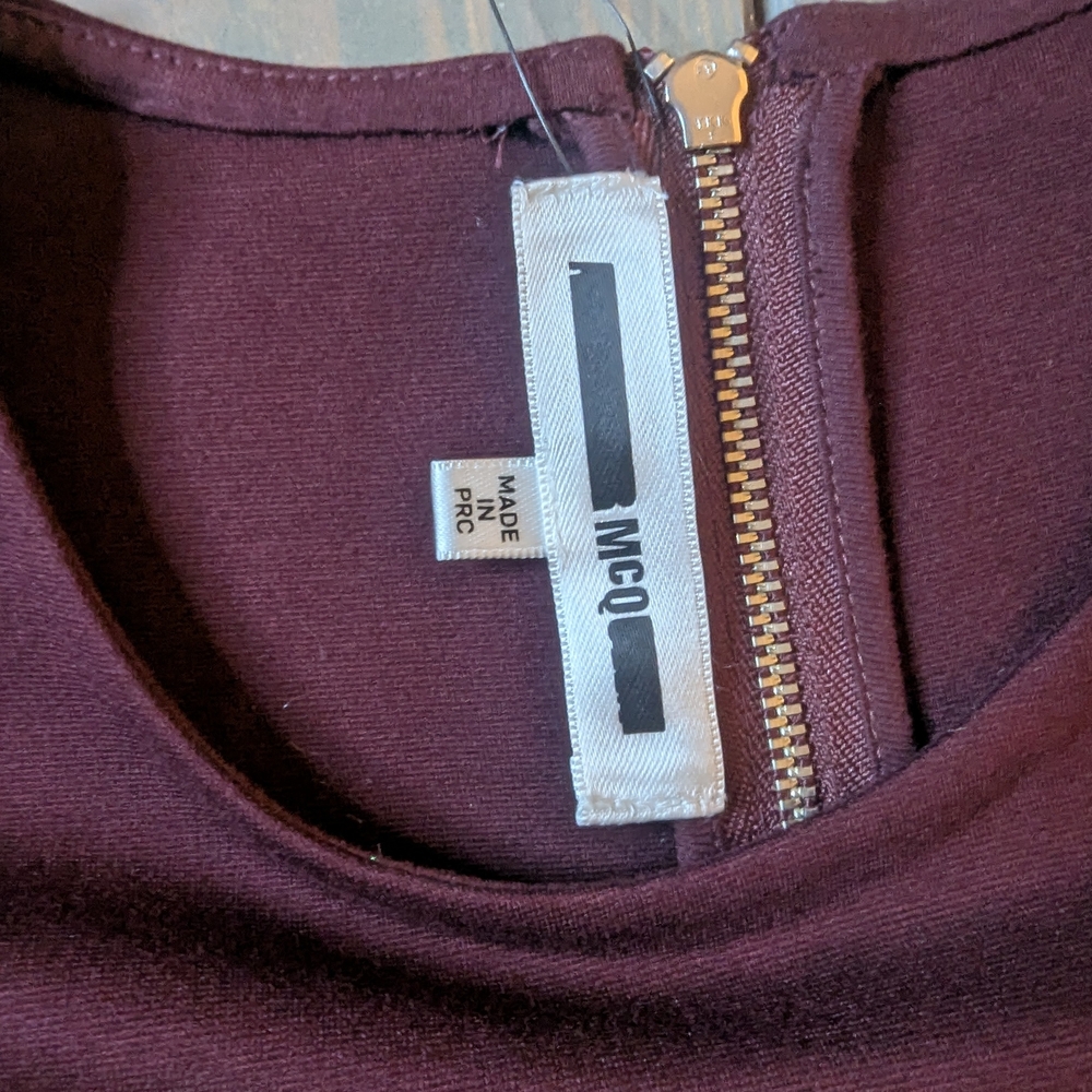 McQ Alexander McQueen Burgundy Bell Sleeve A-Line Dress XL - Picture 3 of 15
